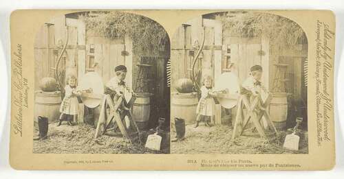 Fig. 3. Underwood and Underwood, stereograph, He Don’t Like his Pants, 1891. Art Institute of Chicago, public domain