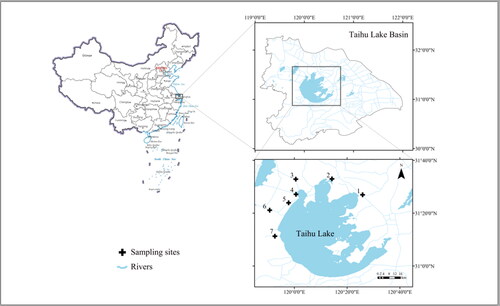 Figure 1. Distribution of sampling sites in the main rivers around Taihu Lake.
