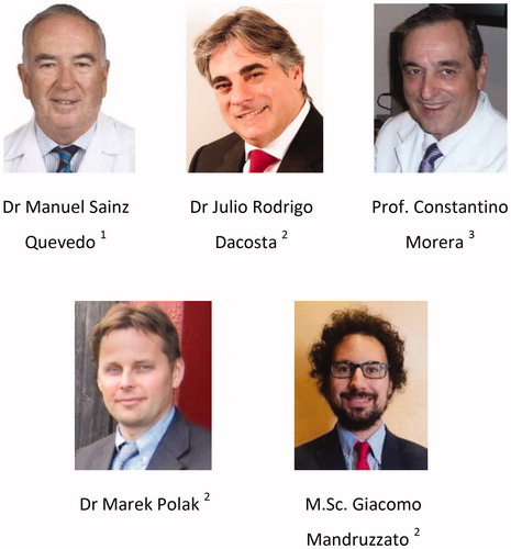 Figure 29. Clinicians and Engineers who conceptualised and developed the PromStim electrode as a product. 1Hospital San Cecilio, Granada, Spain, 2MED-EL Innsbruck, Austria, 3University of Valencia, Spain.