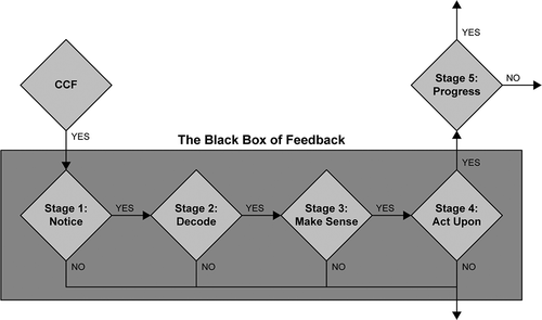Figure 1. The feedback model used to assess processing of CCF (Critical constructive feedback)