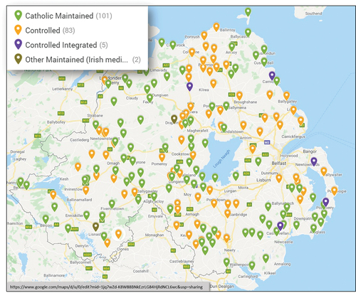 Figure 1. Map of small rural schools in Northern Ireland