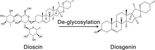 Figure 1 The structural formulas of dioscin and Dio.