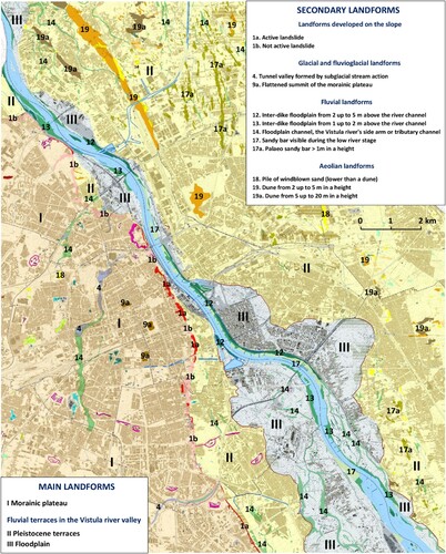 Figure 6. Geomorphological map of Warsaw at a scale of 1:20,000 (CitationWałdykowski & Adamczyk, 2008, Warsaw Ecophysiographical Atlas).