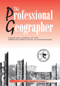 Cover image for The Professional Geographer, Volume 74, Issue 1, 2022