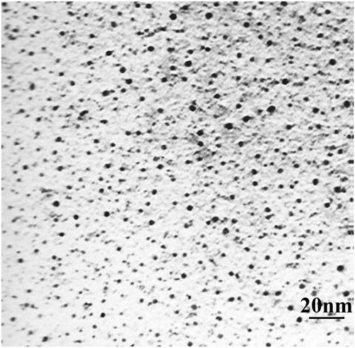 Figure 22. Example of random precipitation. TEM micrograph of carbon replica, which has extracted, ∼2 nm particles [Citation155].