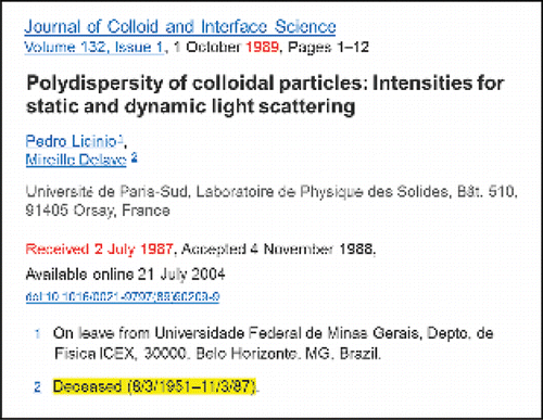 Figure 18. Mirelle Delaye's (probably) last paper, submitted by her collaborator four months after her death.