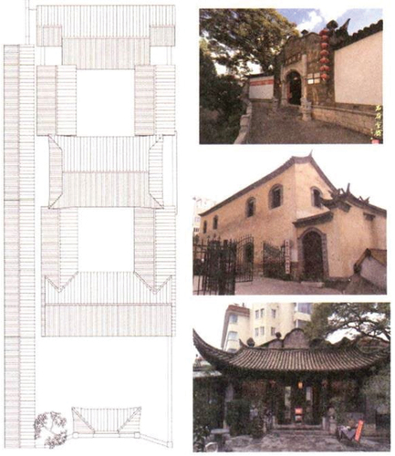 Figure 4. Floor plan and photographs of the stone folding hall.