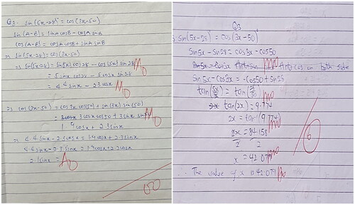 Figure 6. Exhibition of student’s work involving transformation errors. Source: (Field data, 2024).