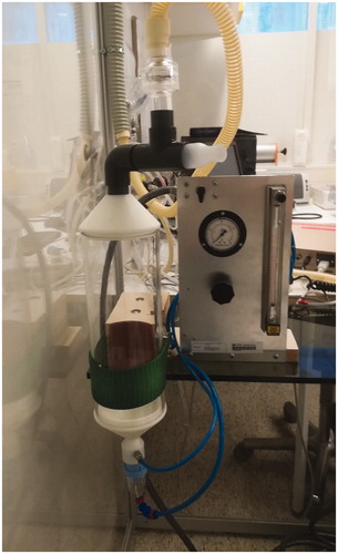 Figure 1. Installation of the methacholine testing equipment according to Malmberg (©Pia Saarenkoski).