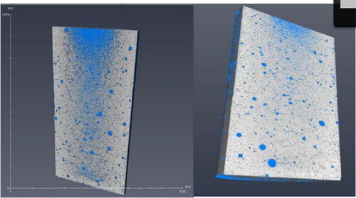 Figure 17. Cracked cement samples before (left) and after (right) exposed to hydrocarbon at 60 °C.