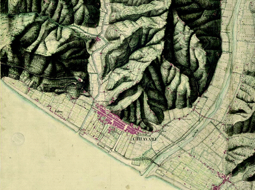 Figure 3. Chiavari 1816–1827 (from Istituto Geografico Militare, Corpo di Stato Maggiore, territorio compreso tra Genova, Spezia e il confine col Granducato di Parma, Foglio 61).