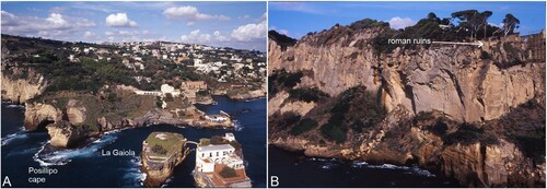 Figure 7. Views of the coast of Posillipo. A) La Gaiola; B) Posillipo Cape.