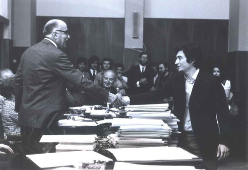 Figure 1. (Color Online) Claudio being conferred the master’s degree (‘laurea’) in Industrial Chemistry, Bologna, 1972.