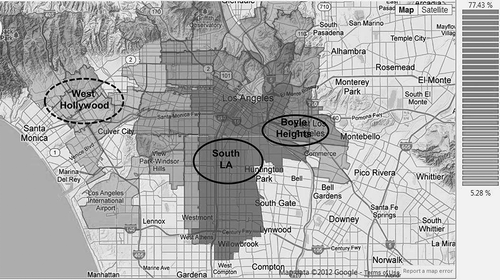 Figure 1. Sampling locations showing % population below poverty level (2010).