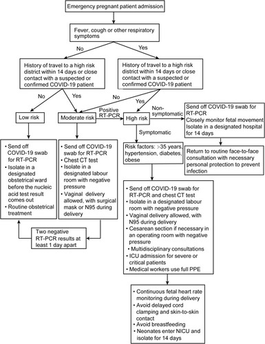 Figure 1 Admission workflow of emergency pregnant patients during the epidemic of COVID-19 pneumonia in our hospital.