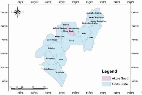 Figure 2. Map of Ondo State showing Akure