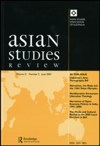 Cover image for Asian Studies Review, Volume 36, Issue 4, 2012