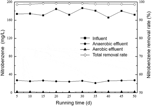 Figure 11. The change of nitrobenzene during the stable operation.