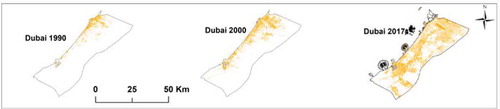Figure 4. Built-up areas in Dubai (1990–2017) (Abulibdeh et al., Citation2019b)