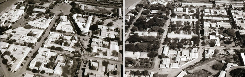 Figure 9. Partial ariel view of Kezira, Commercial and Service areas (left) and Residential areas (right).