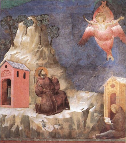 Figure 1. Stigmatization of Saint Francis (19), fresco in the Upper Church of the Saint Francis Basilica in Florence, Italy (1288–1297). Source: Wikimedia Commons. Retrieved from https://commons.wikimedia.org/wiki/Saint_Francis_cycle_in_the_Upper_Church_of_San_Francesco_at_Assisi#/media/File:Giotto_-_Legend_of_St_Francis_-_-19-_-_Stigmatization_of_St_Francis.jpg [3 June 2021].