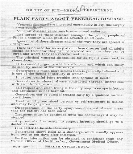 Figure 2. Advertisement to control venereal diseases in Fiji.