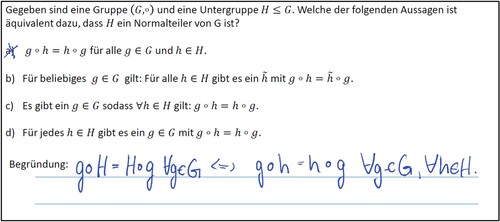 Figure 2. Sample of a student’s reasoning on a Concept-Test question on normality.