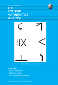 Cover image for The College Mathematics Journal, Volume 33, Issue 2, 2002