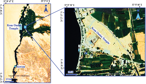Figure 1. Google earth image shows location of the Kom Ombo temple in the south of Egypt.