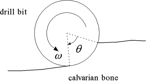 Figure 8. Contact angle between the drill bit and bone.