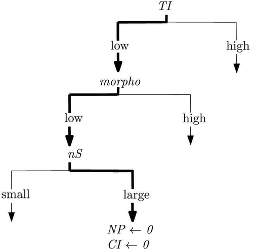 Figure 6. Geometric feature enhancement. Marked in bold is the decision path a pixel must take to be eligible for the correction.