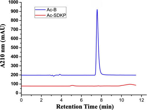 Figure 2 Chromatogram of Ac-B: detection of characteristic peaks of Ac-B by HPLC under absorbance at 210 nm.