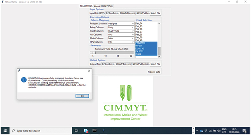 Figure 3. REMATTOOL screen after successfully processing the data.