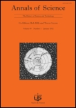 Cover image for Annals of Science, Volume 62, Issue 1, 2005