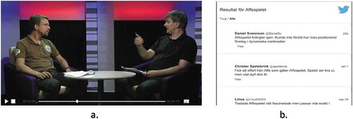 Figure 1. Example interview (a) and Twitter feed (b) from the AFFE case.