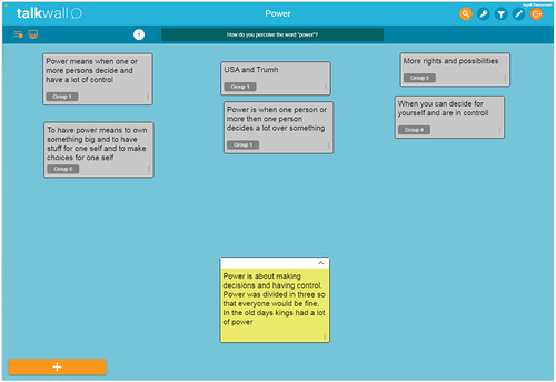 Figure 1. Talkwall activity 1.