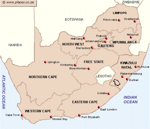 Figure 1. Map of Free State Province, South Africa (SA Places, Citation1997).