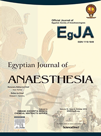 Cover image for Egyptian Journal of Anaesthesia, Volume 32, Issue 4, 2016