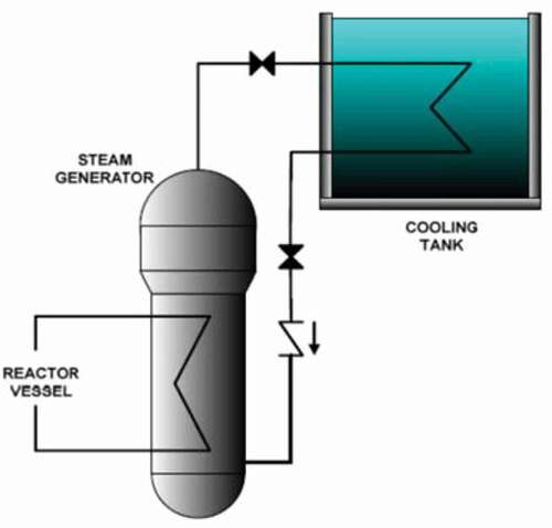 Figure 1. Schematics of core decay heat removal by a passively water-cooled steam generator [Citation18].