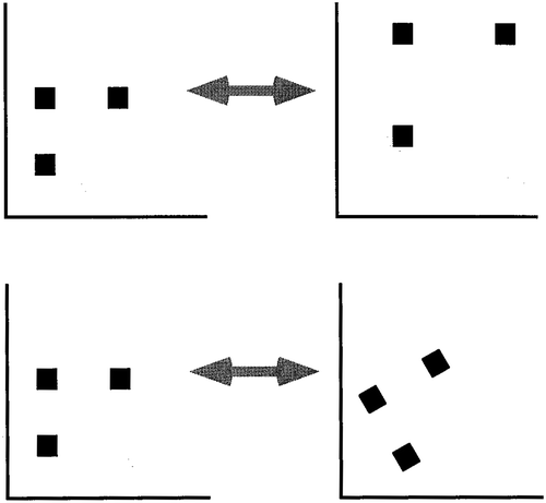 Figure 2. Examples of affine transformations: (a) rescaling (top) and (b) rotation (bottom).