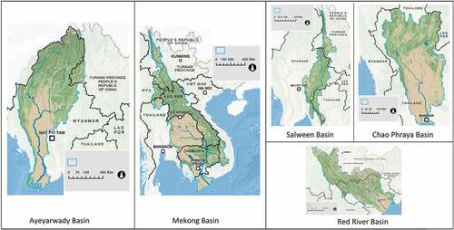 Figure 1. Five major river basins in the Indochina Peninsula, Southeast Asia.