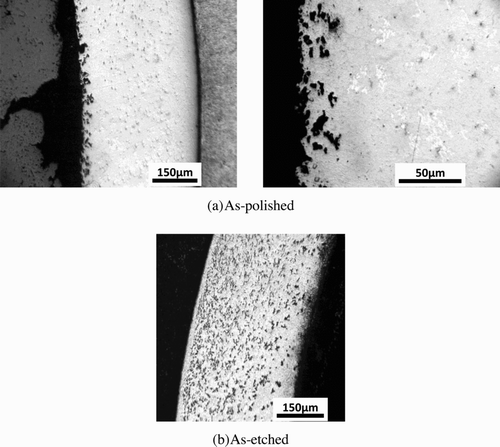 Figure 7 Optical micrographs of 12Cr-ODS cladding fuel pin (X36) irradiated in VS424E (top of fuel column; distance from core center = 215 mm)