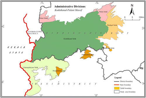 Figure 2. Administrative divisions. Source: Compiled information obtained from Survey of India Open Series Map and Taluk map published by Government of Tamil Nadu.