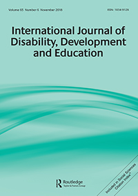 Cover image for International Journal of Disability, Development and Education, Volume 65, Issue 6, 2018