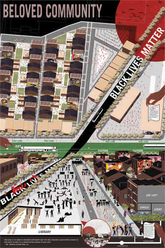 Figure 12. Beloved Community, Martin Luther King Jr. Drive, St. Louis. Master of Urban Design studio Fall 2020: "The Land on Which We Stand/The Stand on Which We Land." Design credit: Yu Tang.