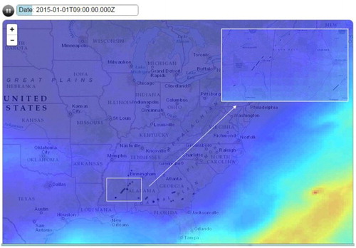 Figure 14. Visualization showing NARR variables and tornado locations.