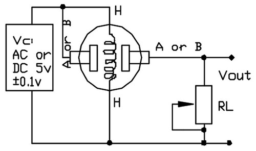 Figure 13. Electric parameter measurement circuit of the MQ-137 by the datasheet Hanwei Electronics CO. [Citation35].