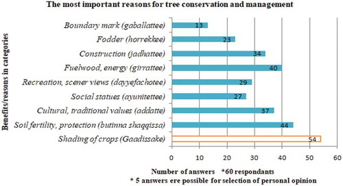 Figure 2. The reasons for tree conservation and its’ conservation reasons.
