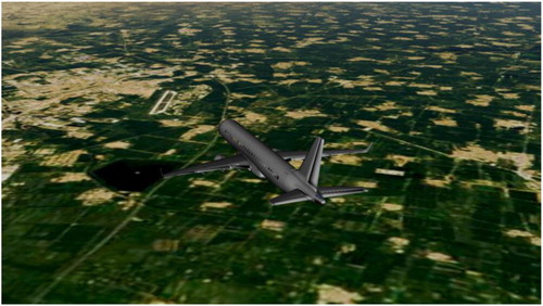 Figure 1. Simulated 3D view of a real passenger aircraft (GS7581) flying over Tianjin, China from Flightradar24 (Flightradar24 Citation2020).