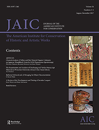Cover image for Journal of the American Institute for Conservation, Volume 56, Issue 3-4, 2017